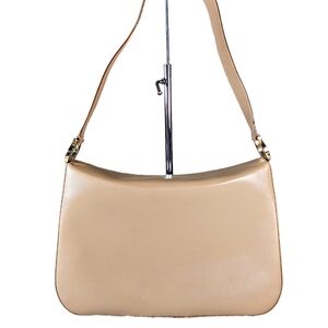 Vintage Salvatore Ferragamo Gancini Smooth Tan Leather Shoulder Bag
